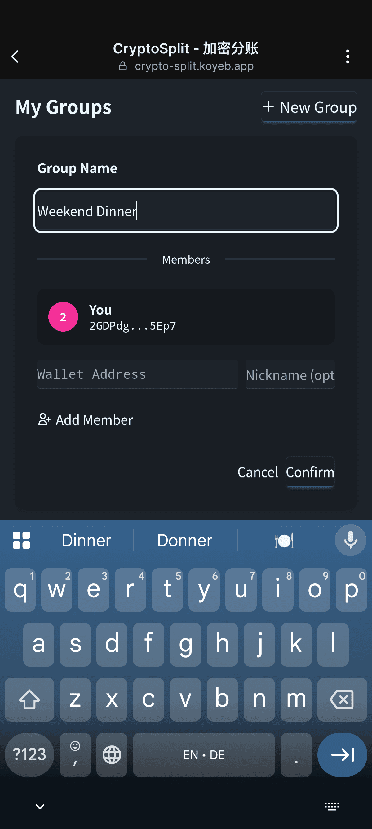CryptoSplit screenshot 3