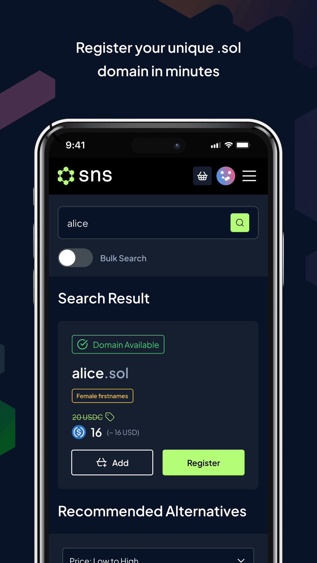 Solana Name Service screenshot 2