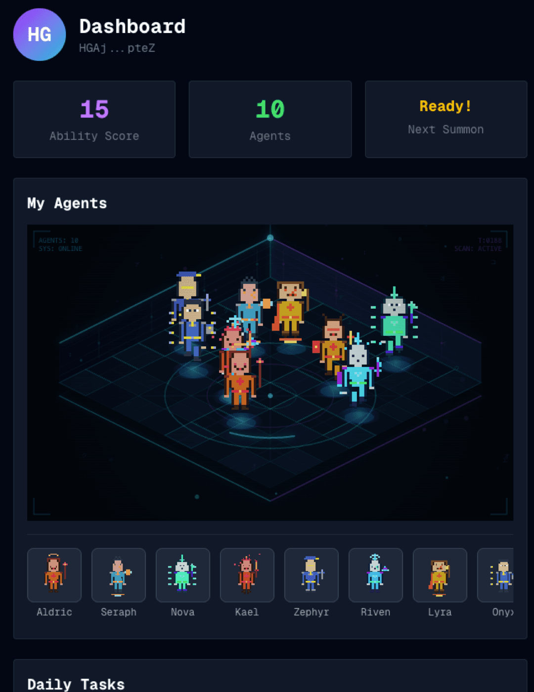 Level Up by Yourself - AI Agent RPG on Solana screenshot 1