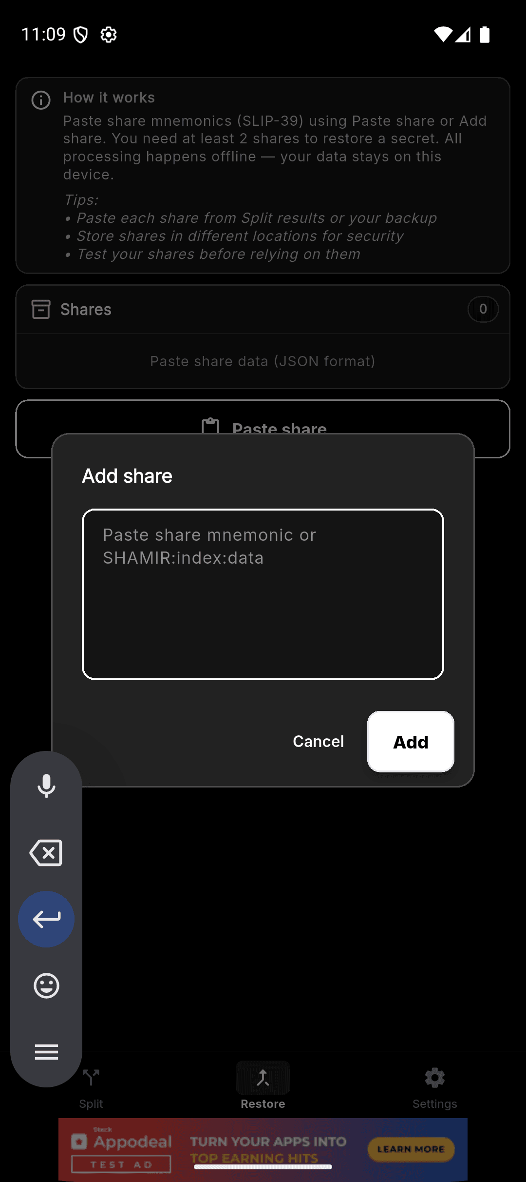 Shamir Safe screenshot 3